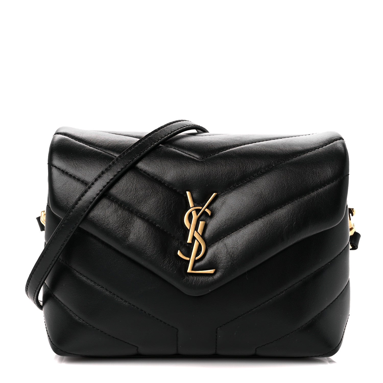 Saint Laurent Calfskin Y Quilted Monogram Toy Loulou Crossbody Bag Black 1 of 12
