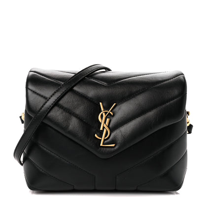 Saint Laurent Calfskin Y Quilted Monogram Toy Loulou Crossbody Bag Black 1 of 12