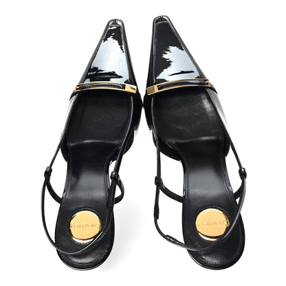 Saint Laurent Patent Calfskin Jacqueline 75 Slingback Pumps 38 Black 2 of 11