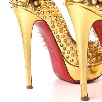 Christian Louboutin Specchio Lady Peep Spikes 150 Pumps 37 Gold 8 of 11