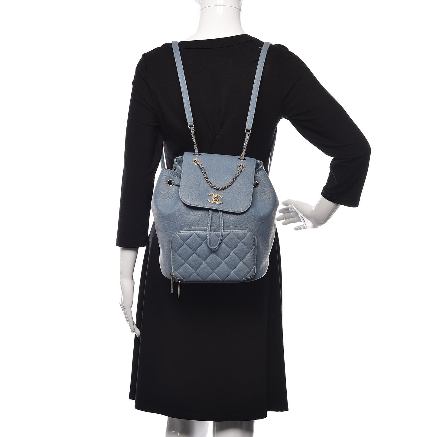 Caviar Quilted Business Affinity Backpack Light Blue