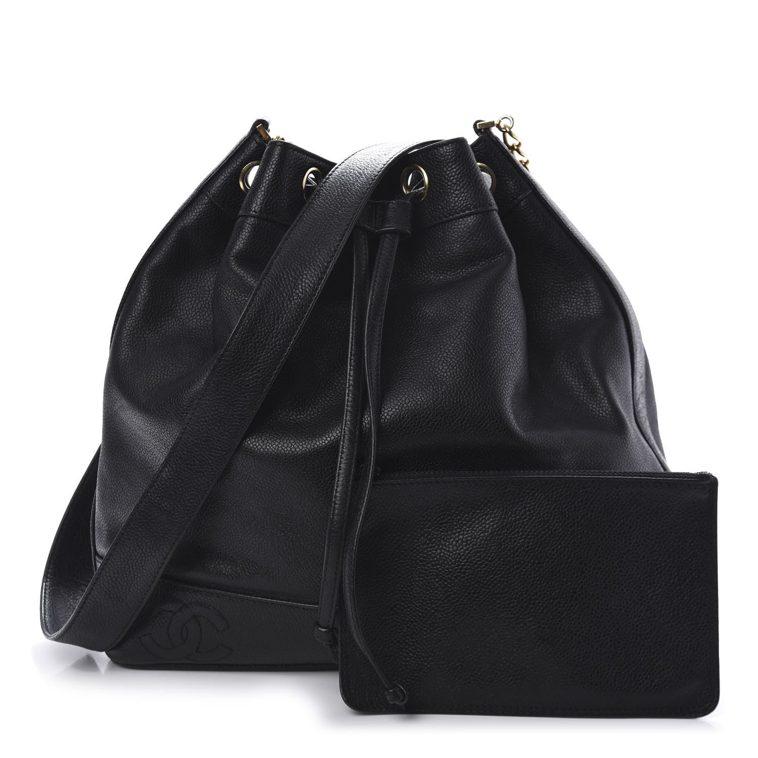 Chanel Caviar CC Drawstring Shoulder Bag Black 1 of 12
