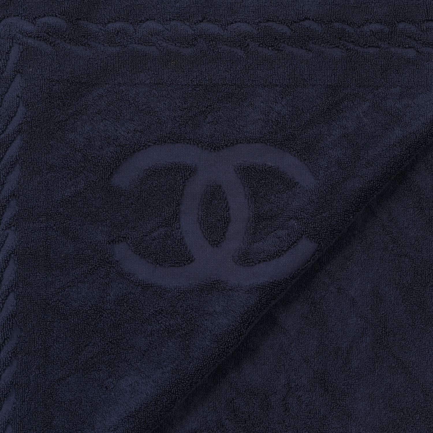 Chanel Terry Cotton CC Beach Towel Blue 4 of 5