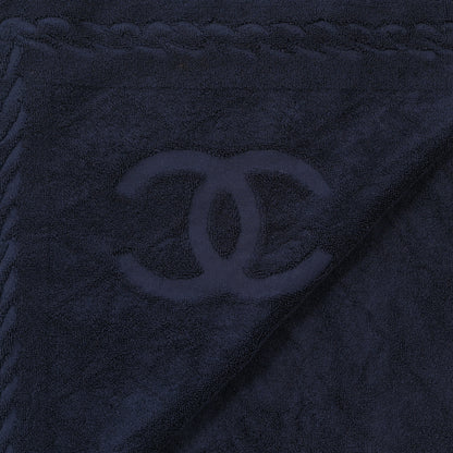 Chanel Terry Cotton CC Beach Towel Blue 4 of 5
