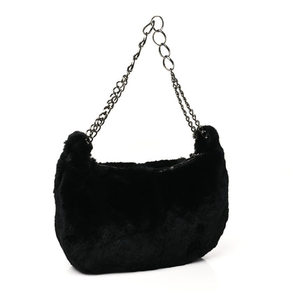 Chanel Rabbit Fur Hobo Black 3 of 9