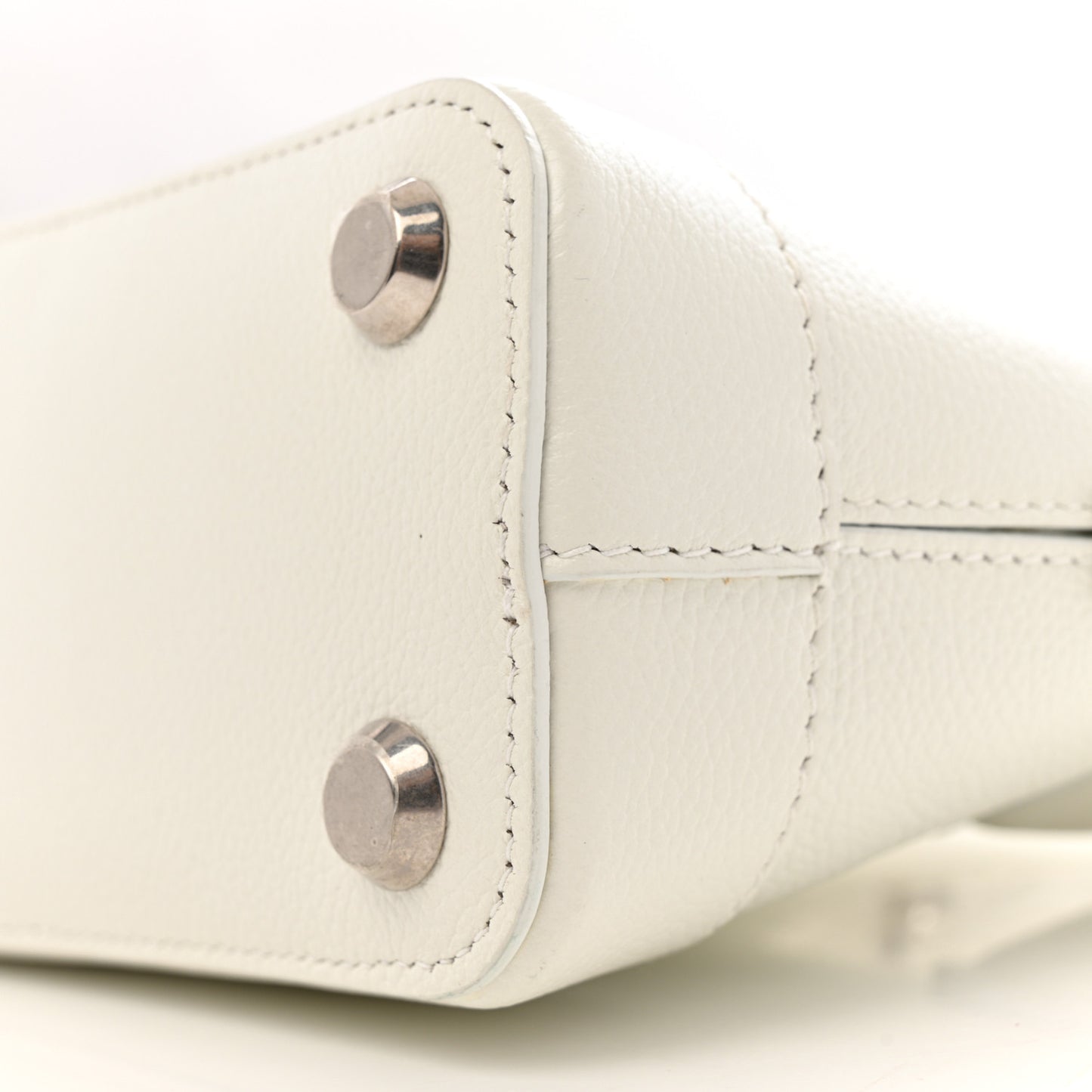 Grained Calfskin XXS Ville Top Handle Bag White Black