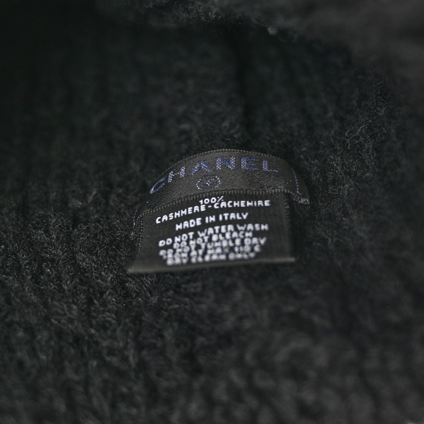 Wool Cashmere CC Beanie Hat Black White