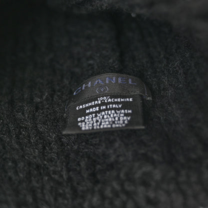 Chanel Wool Cashmere CC Beanie Hat Black White 5 of 6