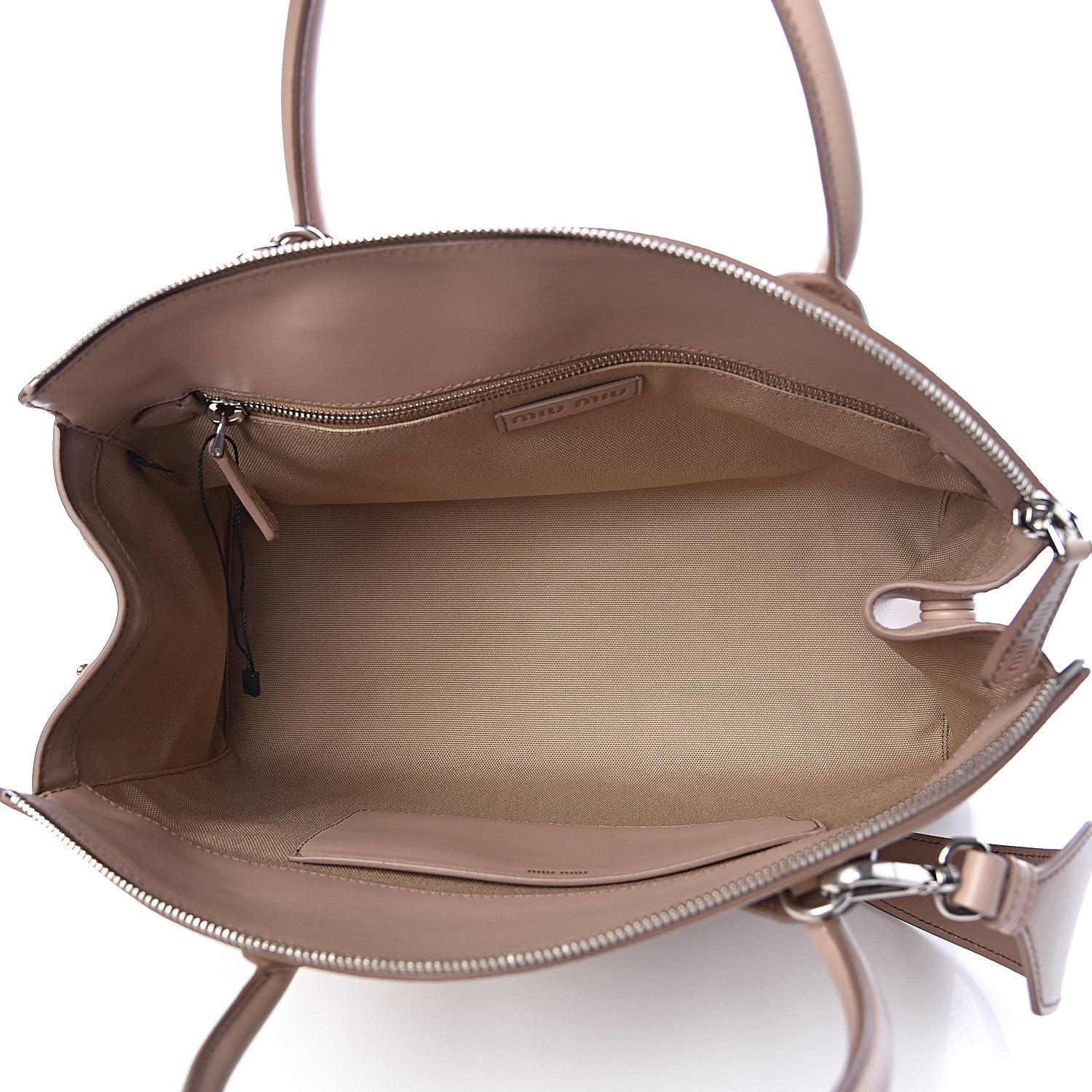 Miu Miu Madras Soft Calfskin Top Handle Satchel Cammeo 5 of 9