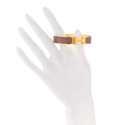 Hermes Enamel Clic Clac H Narrow Bracelet PM Marron Glace 2 of 5