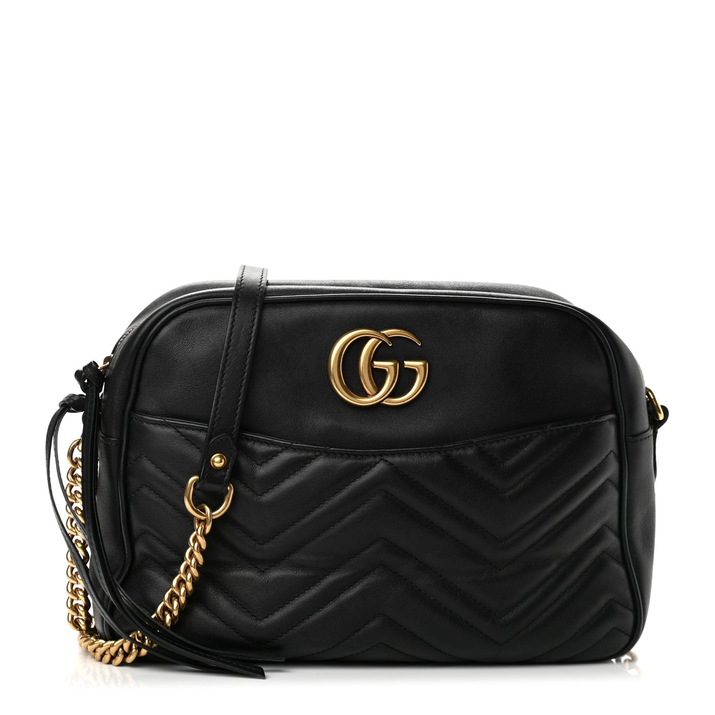 Calfskin Matelasse Medium GG Marmont Chain Shoulder Bag Black