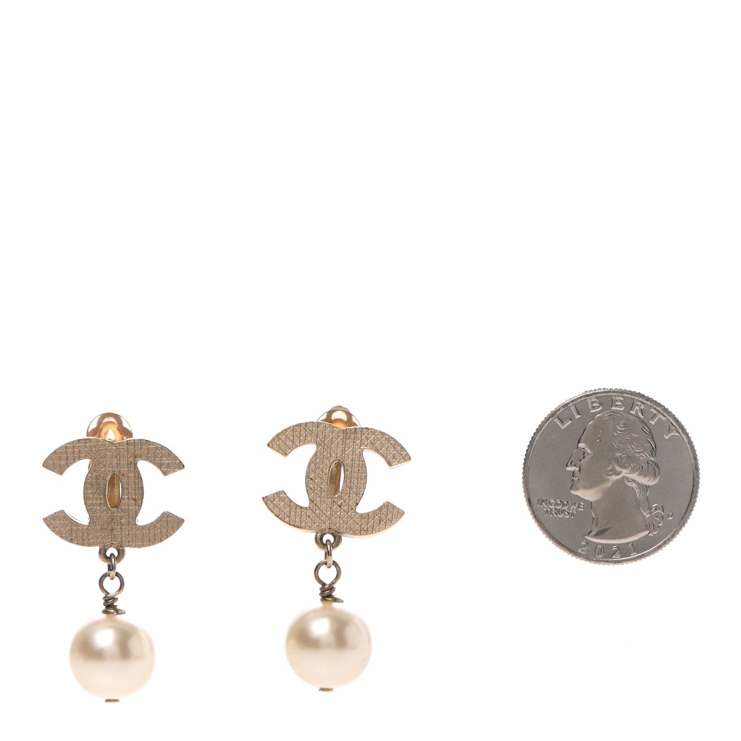 Chanel Pearl CC Drop Clip On Earrings Gold 2 of 4