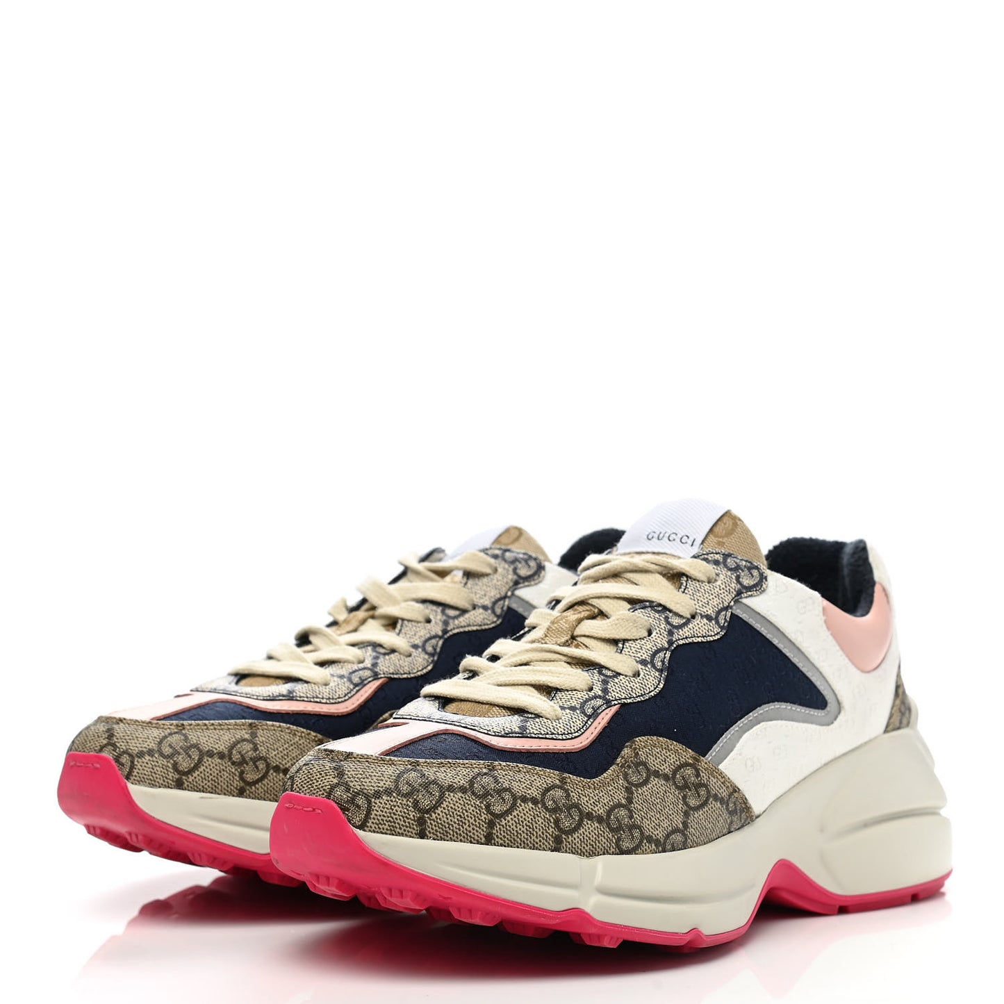 GG Supreme Monogram Mix Monogram Womens Rhyton Sneakers 39.5 London Blue Beige Pale Pink