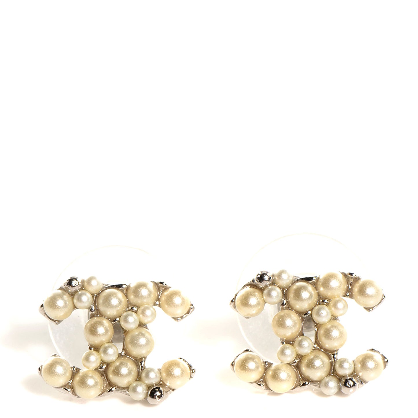Pearl CC Earrings Silver