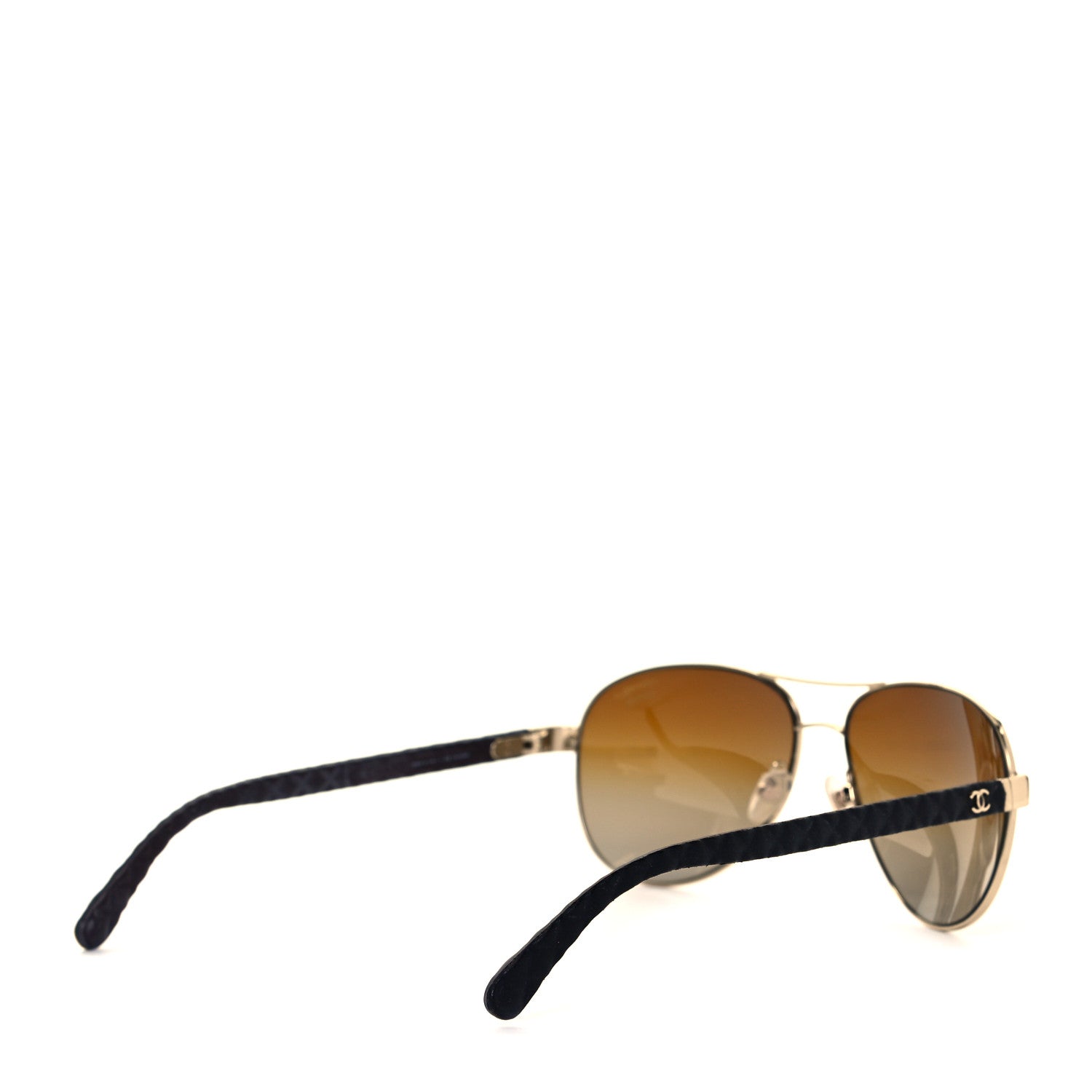 Chanel Lambskin Quilted CC Aviator Sunglasses 4204-Q Brown Gold 4 of 7
