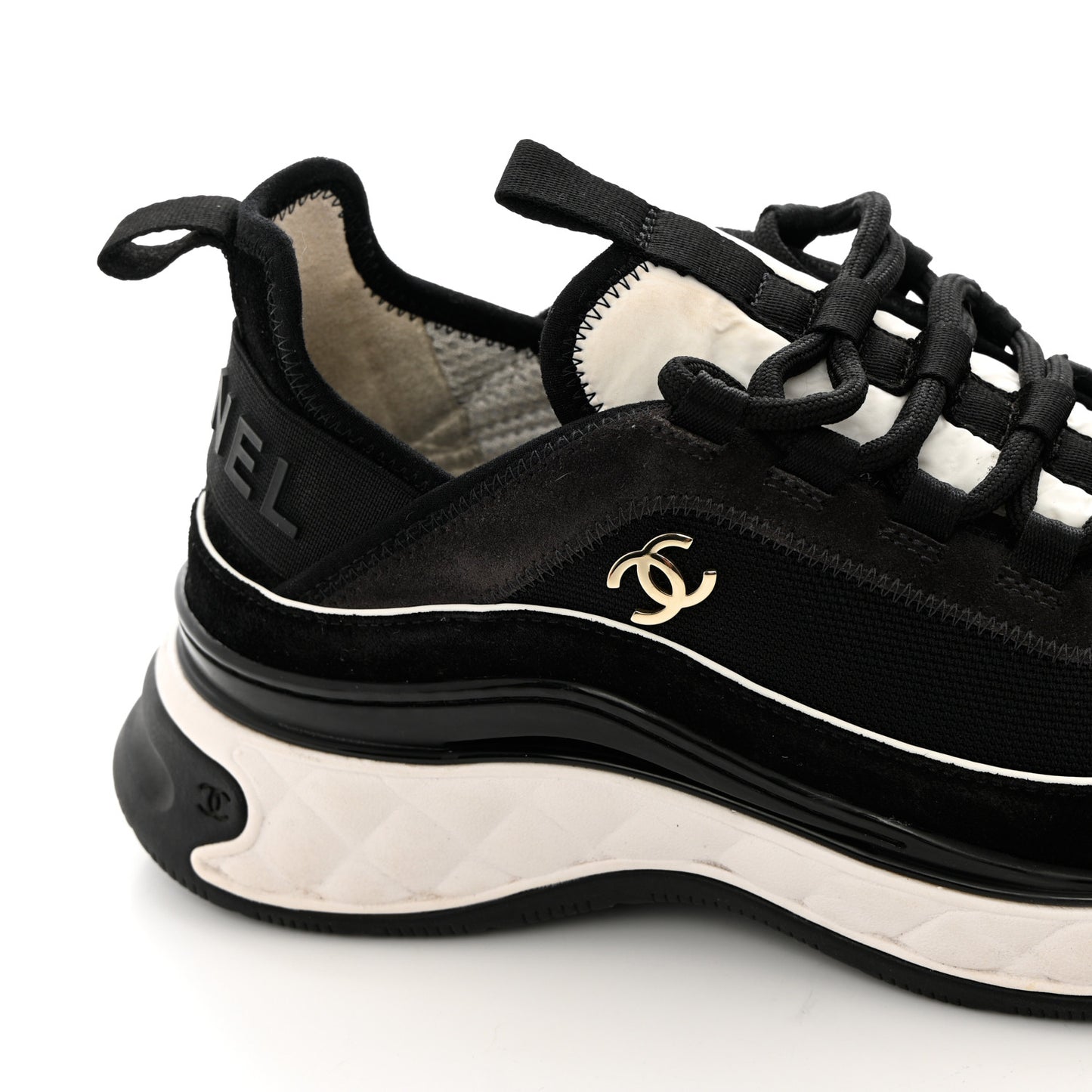 Velvet Calfskin Mixed Fibers CC Sneakers 39 Black