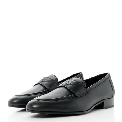 Chanel Calfskin Mens Stitched CC Loafers 41 Black 3 of 10