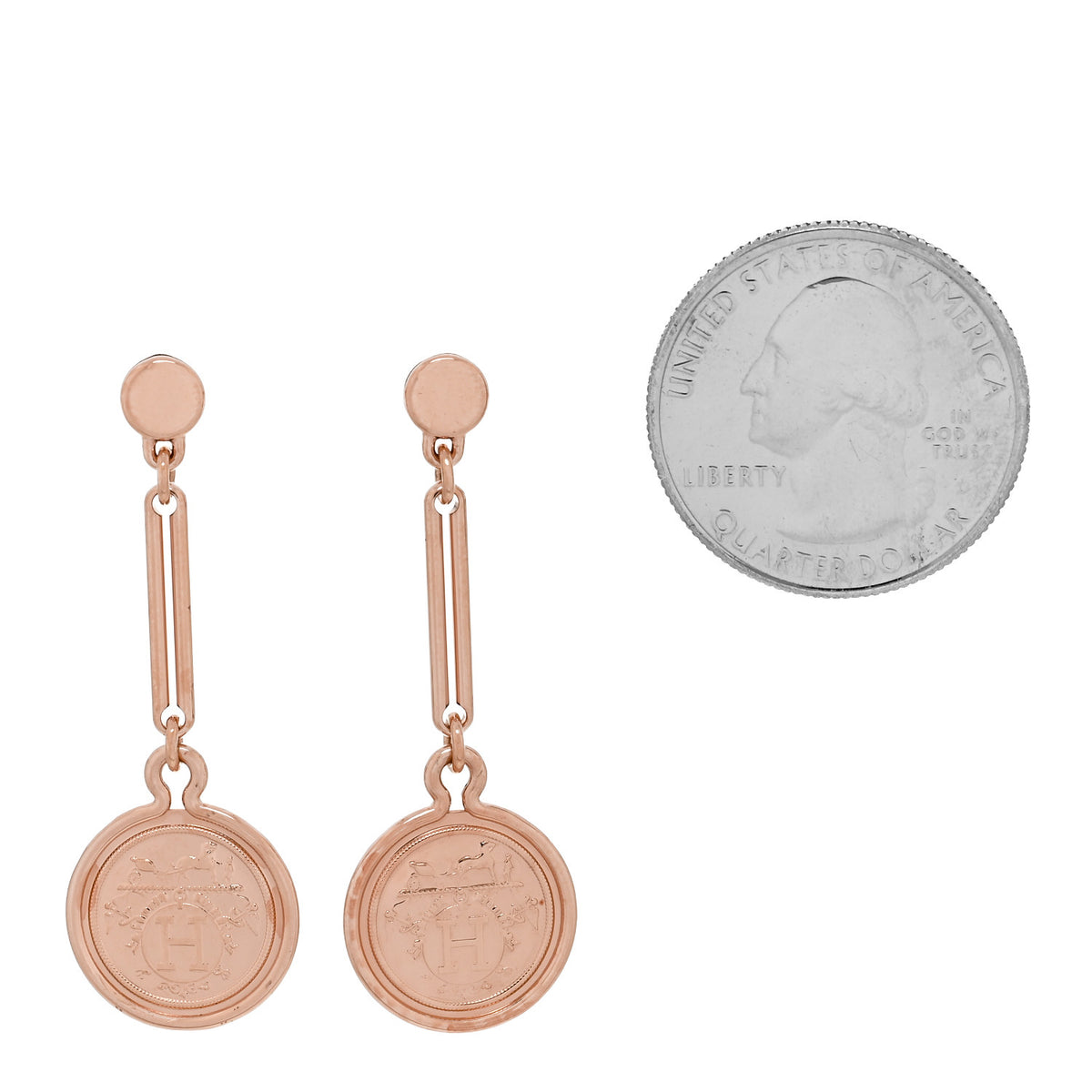 18K Rose Gold PM Ex-Libris Drop Earrings