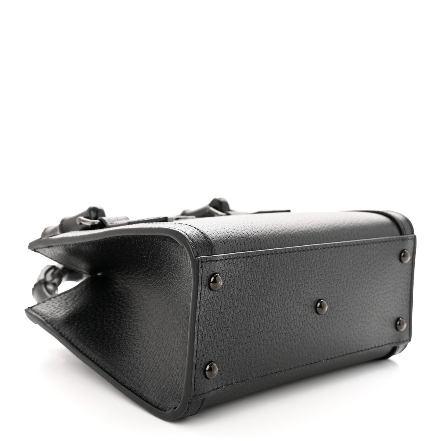 Textured Dollar Calfskin Web Monochrome Mini Diana Tote Bag Black