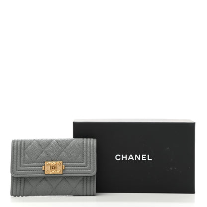 Chanel Caviar Quilted Boy Flap Card Holder Grey 9 of 9