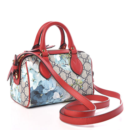 Gucci GG Supreme Monogram Blooms Mini Boston Navy Blue Hibiscus 3 of 9