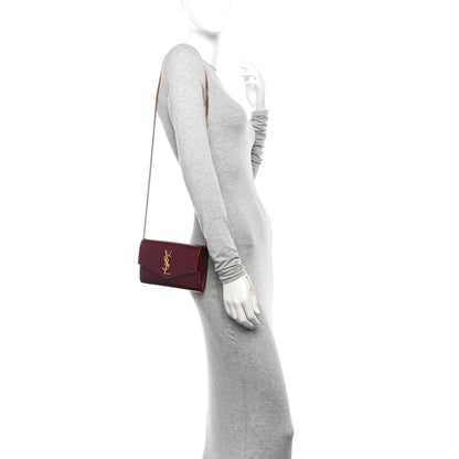 Saint Laurent Patent Uptown Chain Wallet Red Grenat 2 of 11
