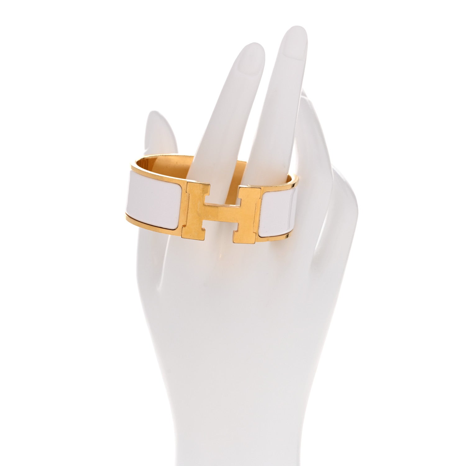 Hermes Enamel Wide Clic Clac H Bracelet PM White 2 of 4