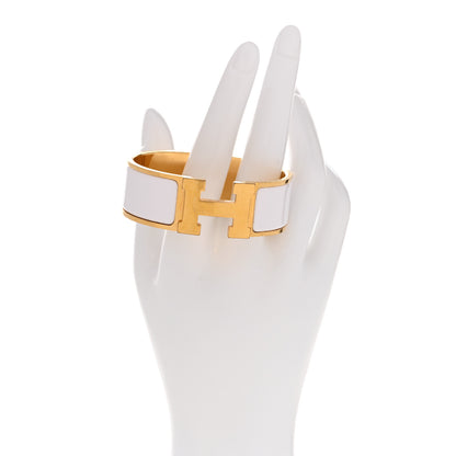 Hermes Enamel Wide Clic Clac H Bracelet PM White 2 of 4