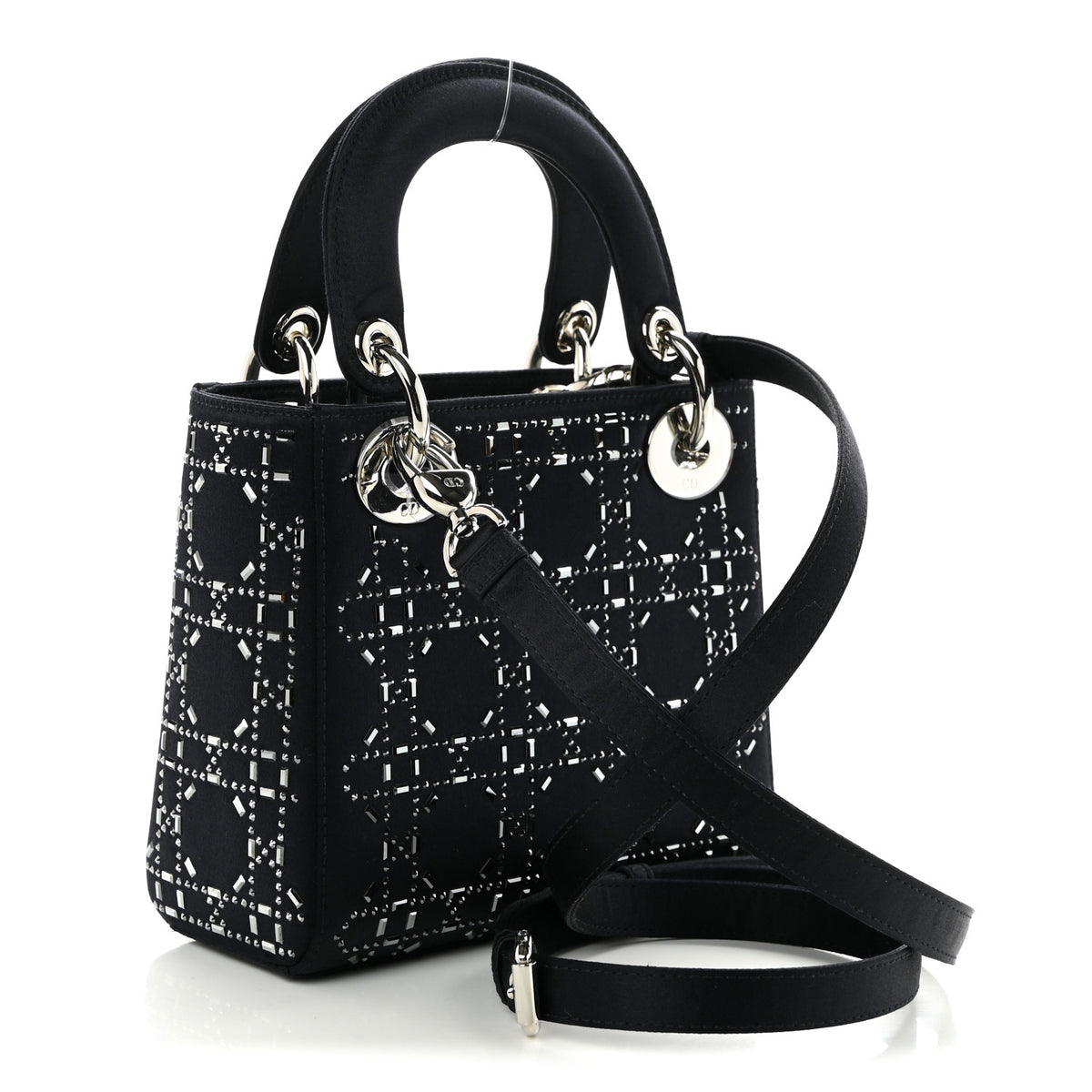 Calfskin Cannage Medium Caro Bag Black