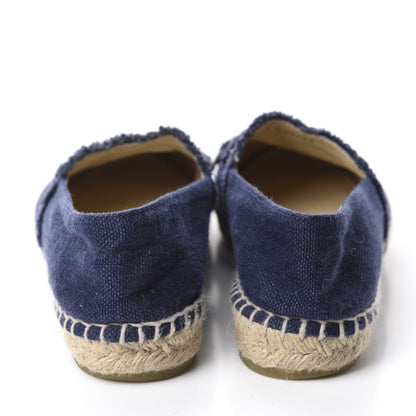 Chanel Denim Toile CC Espadrilles 38 Navy Black 5 of 11