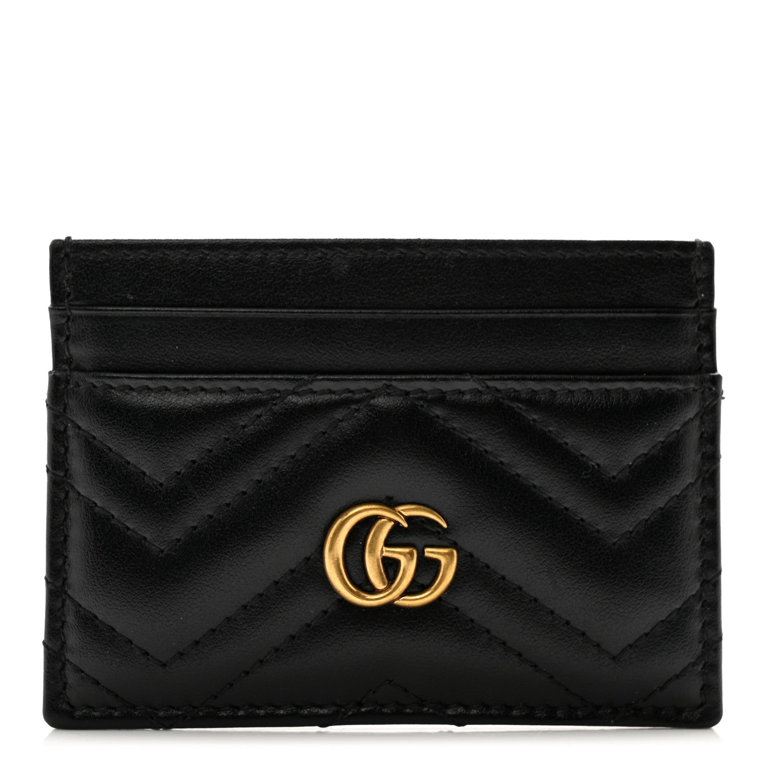 Gucci Calfskin Matelasse GG Marmont Card Holder Black 1 of 9