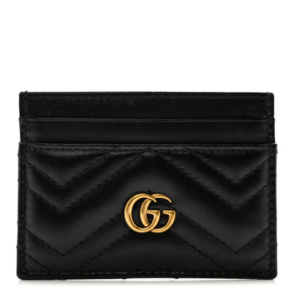 Gucci Calfskin Matelasse GG Marmont Card Holder Black 1 of 9