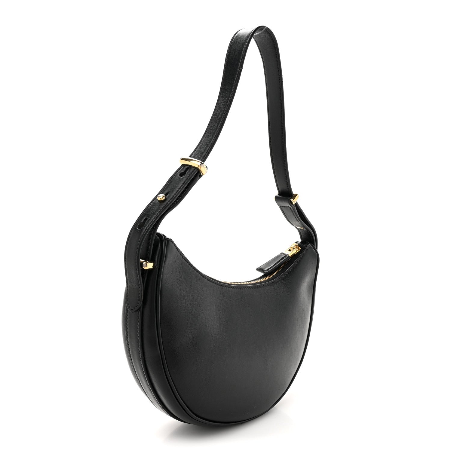 Prada Soft Calfskin Arque Shoulder Bag Black 3 of 10