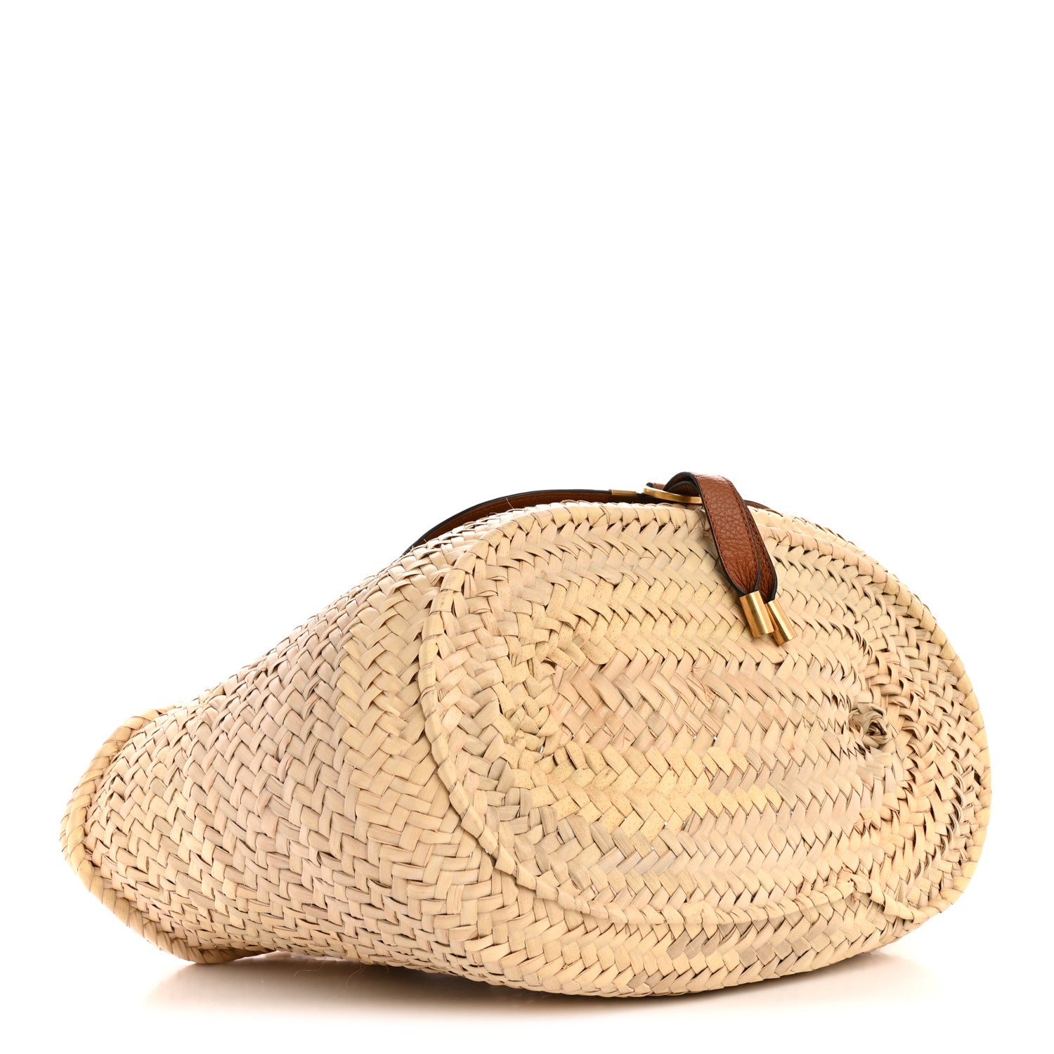 Chloe Raffia Small Grain Calfskin Medium Marcie Basket Tan 4 of 13