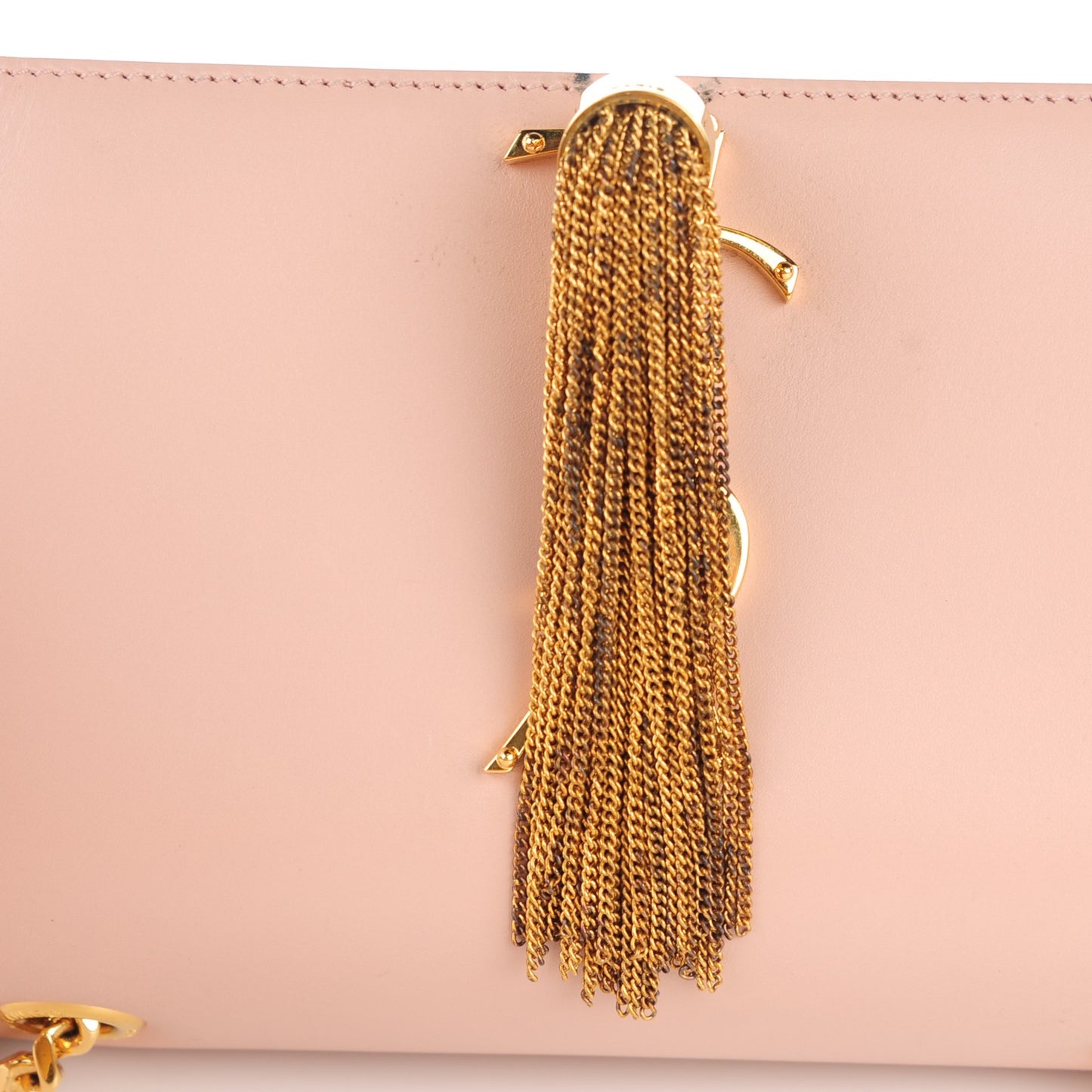 Calfskin Small Classic Monogram Kate Tassel Satchel Pale Blush