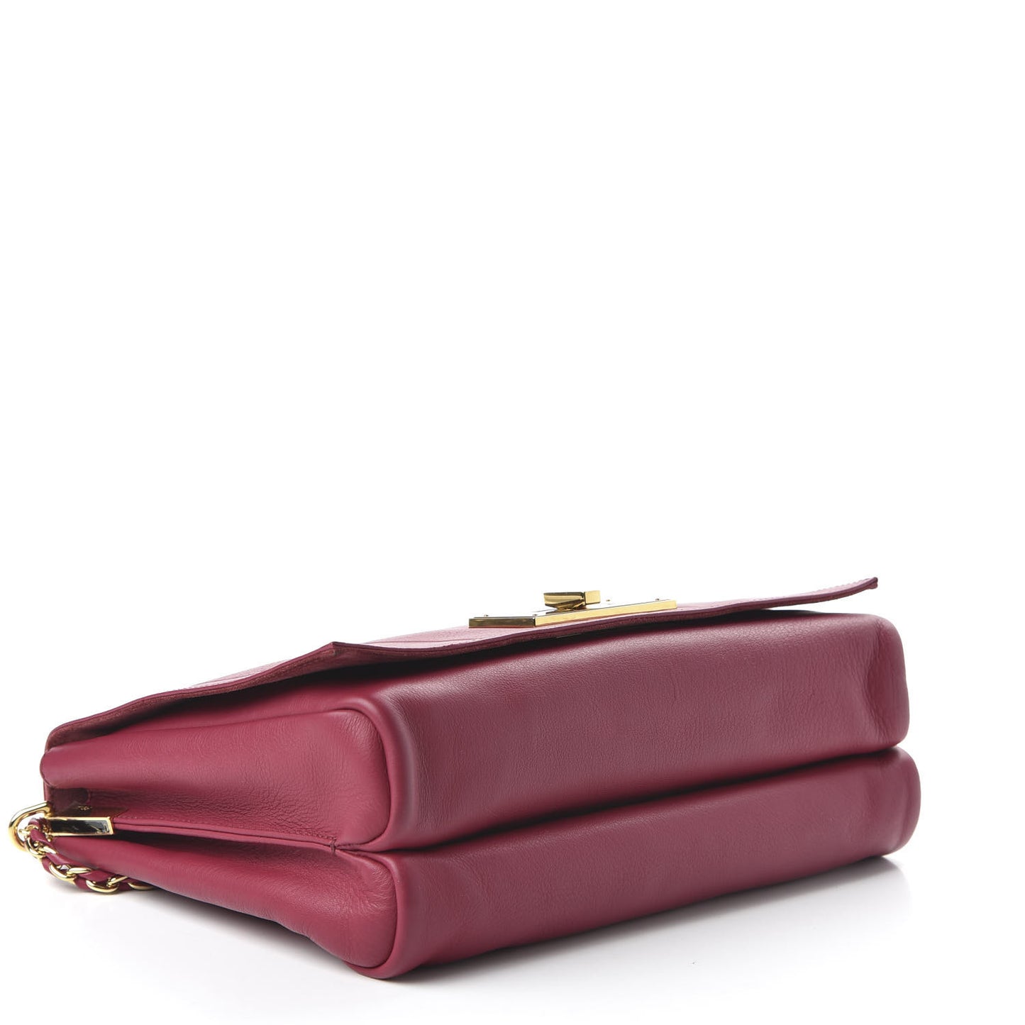 Grained Calfskin Pequin Embossed Medium Claudia Shoulder Bag Burgundy