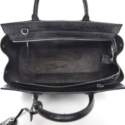 Saint Laurent Calfskin Crocodile Embossed Small Cabas Rive Gauche Black 5 of 12