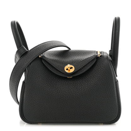 Hermes Taurillon Clemence Mini Lindy 20 Black 1 of 11