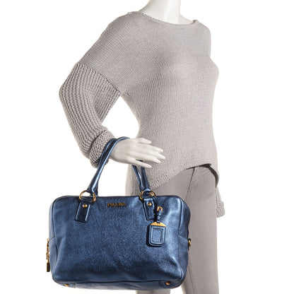 Prada Vitello Daino Satchel Denim Mordore 2 of 12