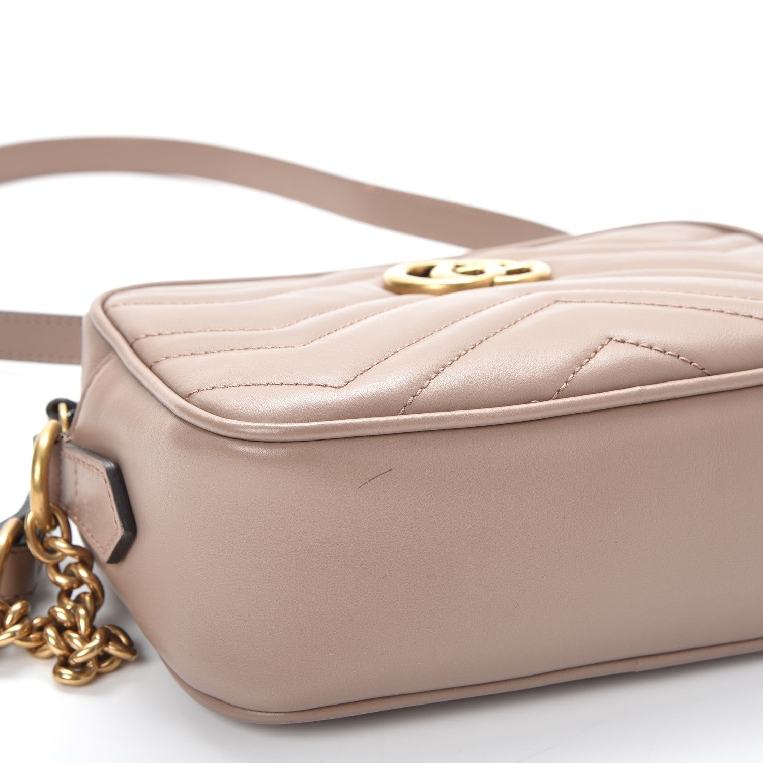 Gucci Calfskin Matelasse Mini GG Marmont Chain Shoulder Bag Nude 8 of 10