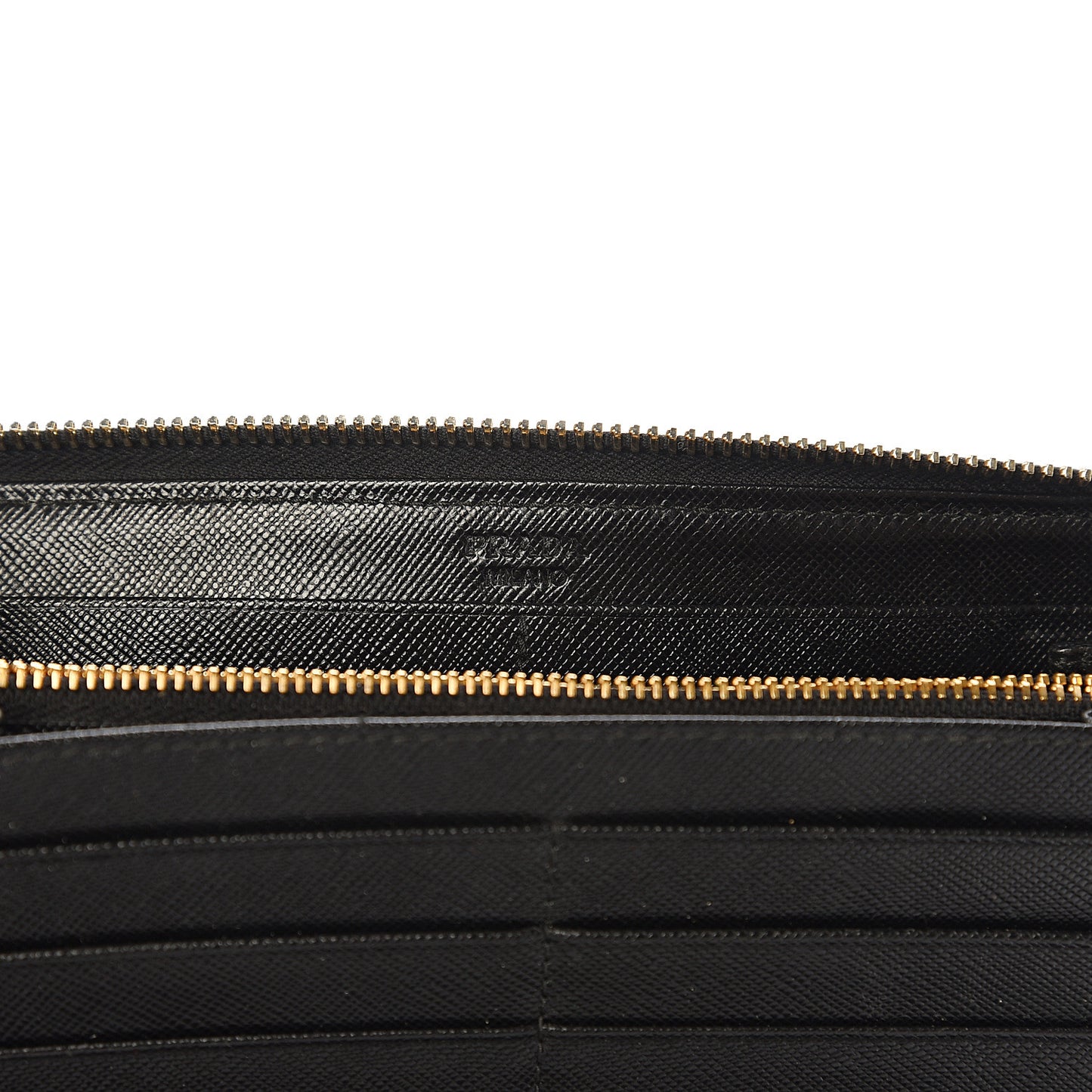 Saffiano Metal Large Zip Around Travel Wallet Black