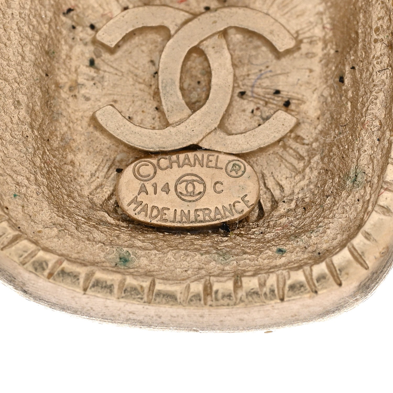Chanel Resin CC Square Earrings Gold Brown 4 of 4