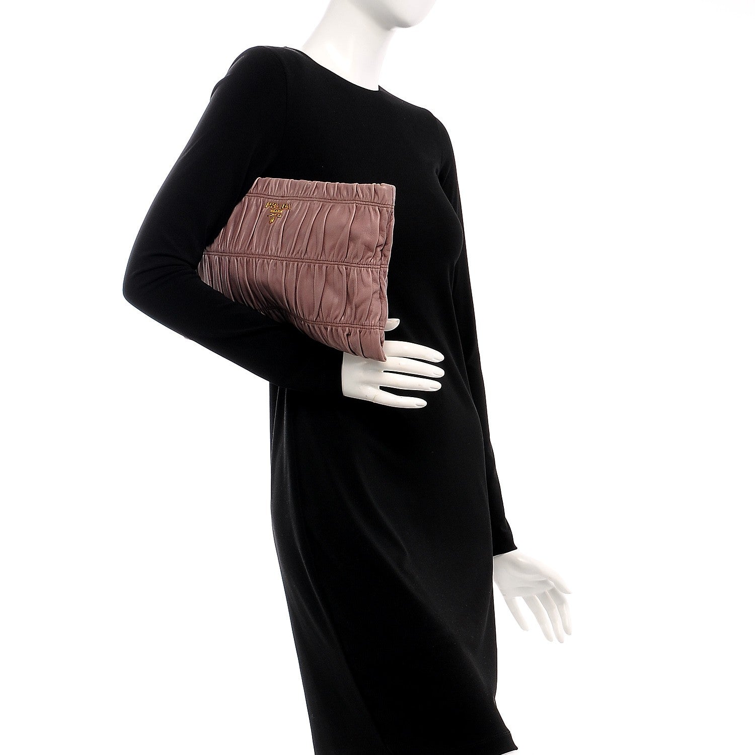 Prada Nappa Gaufre Clutch Dark Rose 2 of 9