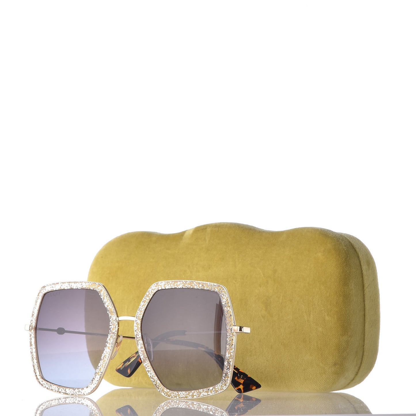 Glitter Acetate Oversize Square Frame Sunglasses GG0106S Gold