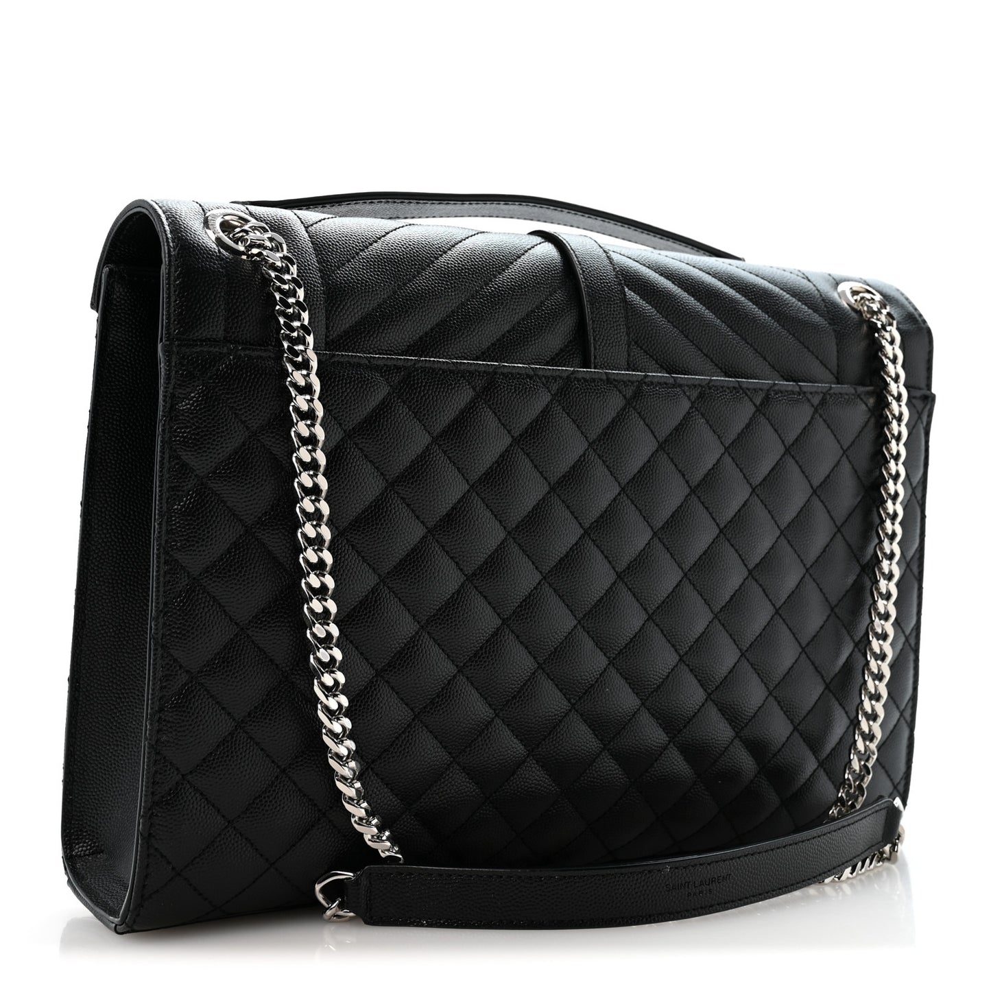 Grain De Poudre Textured Mixed Matelasse Large Triquilt Monogram Satchel Black