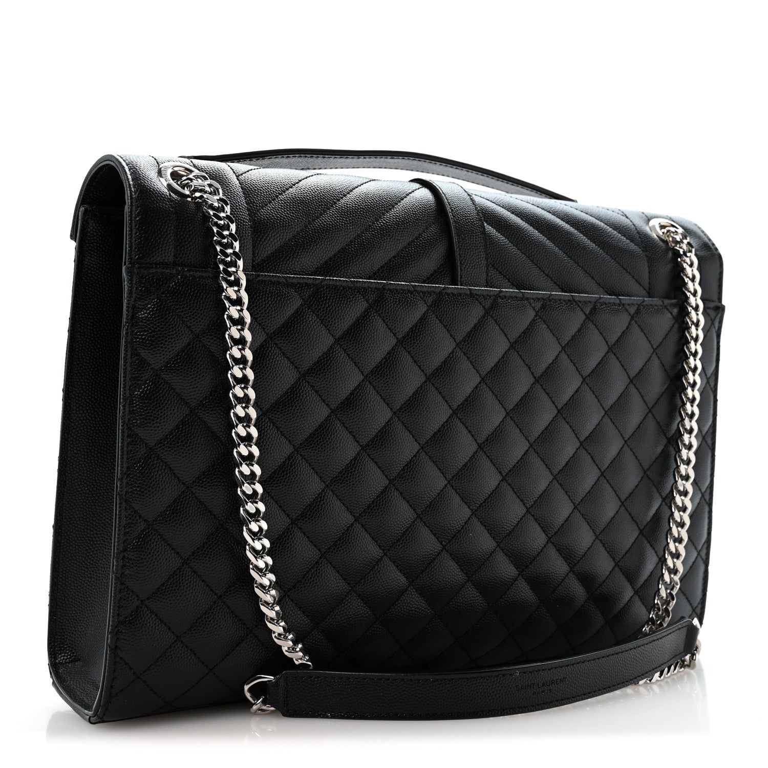 Saint Laurent Grain De Poudre Textured Mixed Matelasse Large Triquilt Monogram Satchel Black 3 of 11