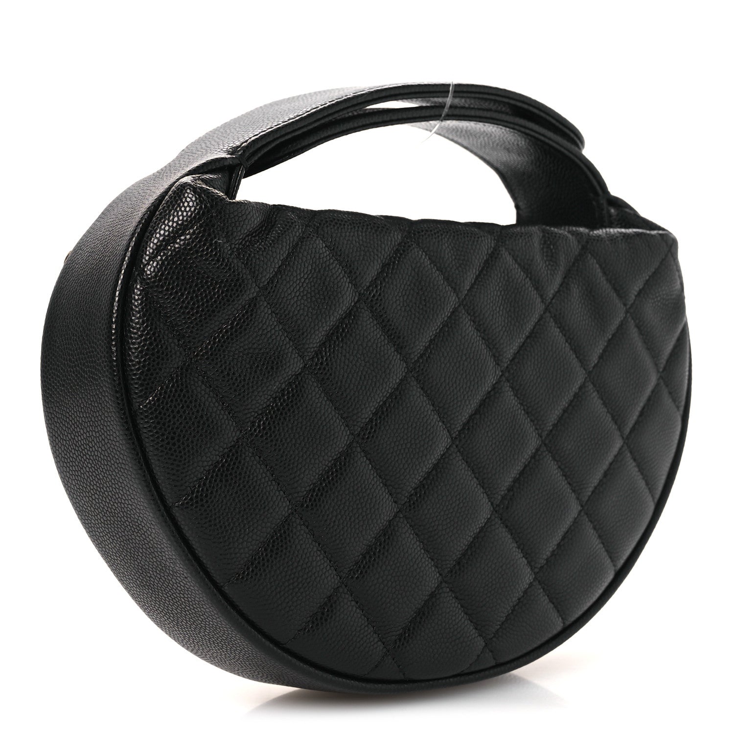 Chanel Shiny Caviar Quilted Bow Pouch Hobo Black 3 of 10