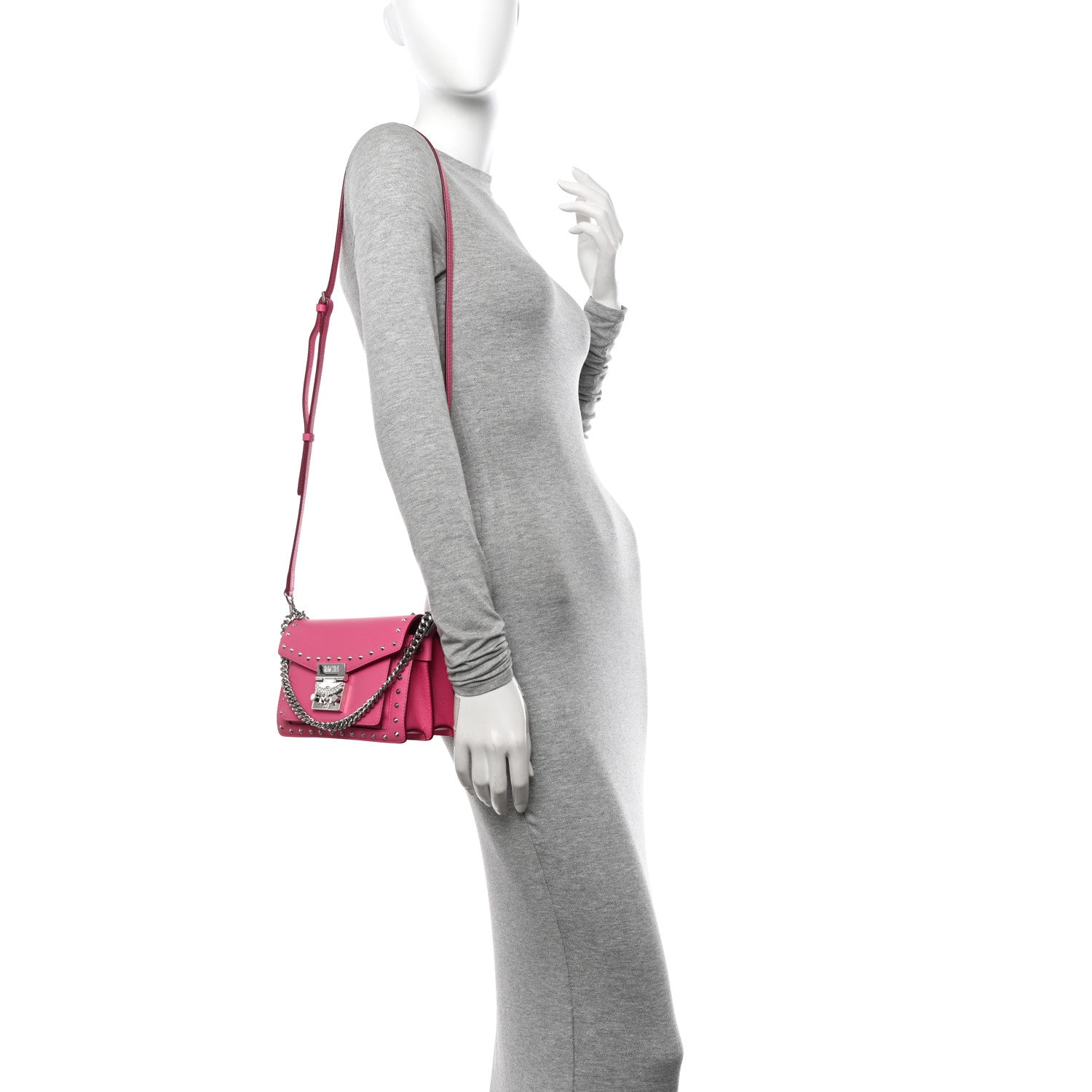 MCM Calfskin Studded Mini Patricia Crossbody Bag Sugar Pink 2 of 10