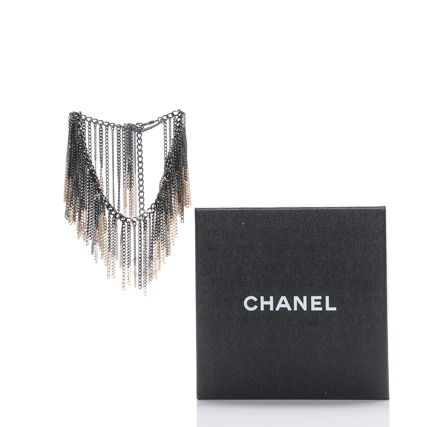 Multi Strand CC Short Collar Necklace Black Gold