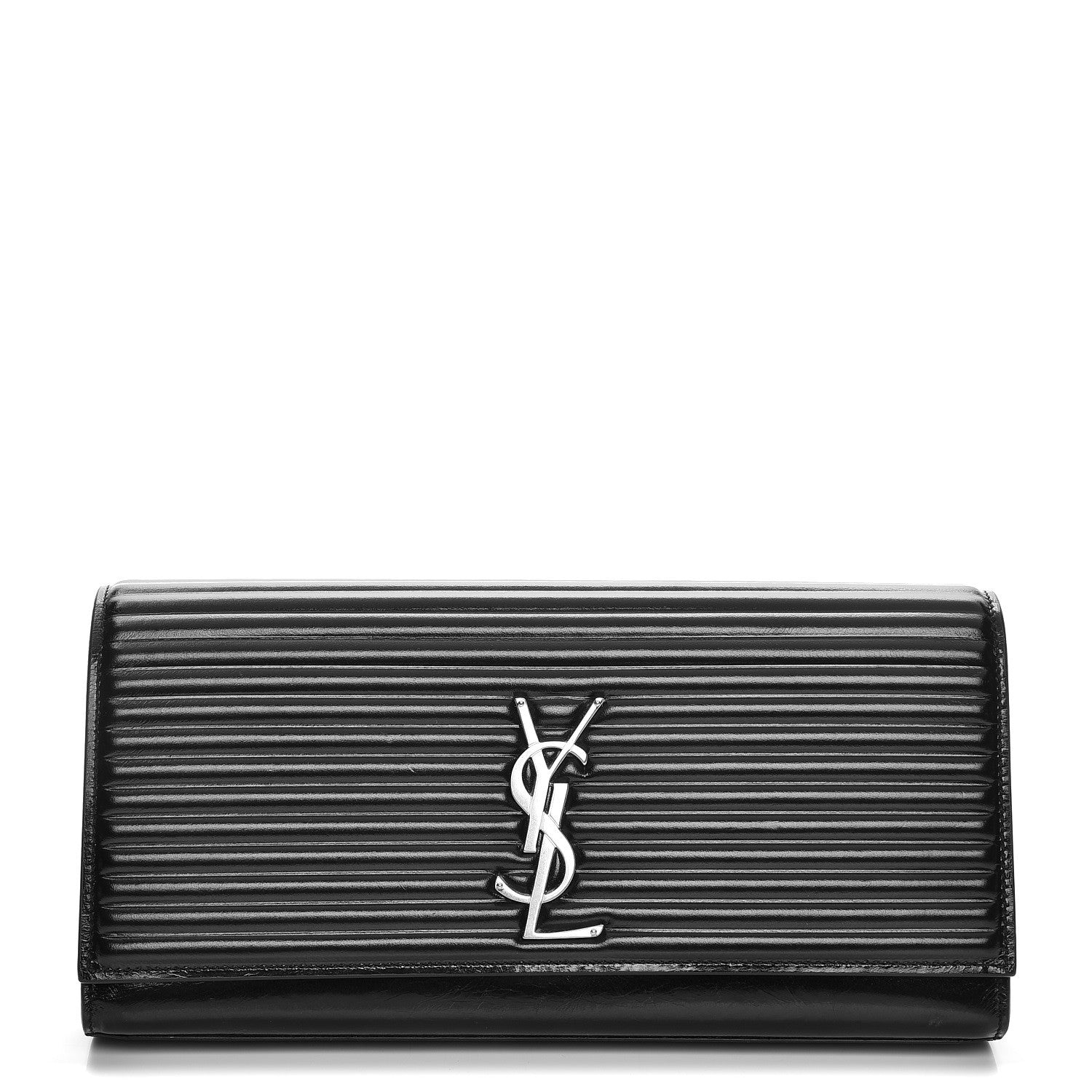 Saint Laurent Ribbed Calfskin Opium Monogram Clutch Black 1 of 7